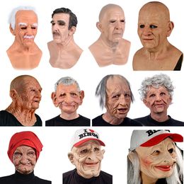 Halloween roken oma masker latex hoofddekselcosplay hoed opa pruik masker