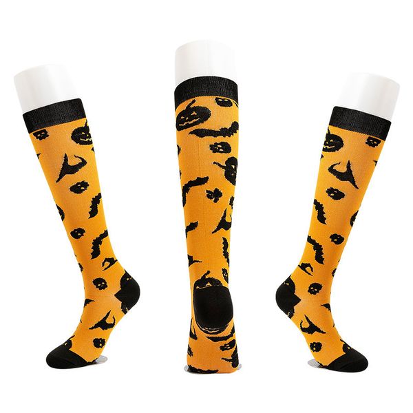 Chaussette d'Halloween Chaussettes de pression de Noël légèrement rembourrées en coton pour femmes Chaussettes de compression de sport à haute élasticité Chaussettes extensibles Chaussettes longues chaussettes de sport