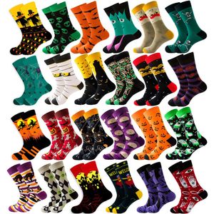 Halloween -sokken voor dames schedel pompoenen bedrukt kleurrijk patroon sok 2022 herfst winter socking groothandel