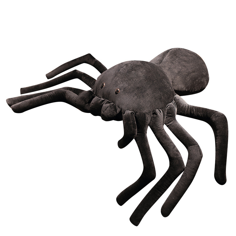 Halloween macio de aranha preta de brinquedos de pelúcia de travesseiro para crianças ou decorações de sofá em casa