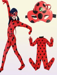 Halloween Costume Spandex Pour Enfants Adolescent Filles Élastique Anniversaire De Noël Cosplay Lady Bug Zentai Vêtements Outfit Set T4342955