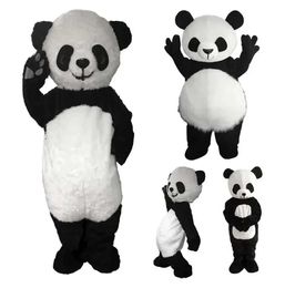 Costume de mascotte de Panda à poils longs, Promotion spéciale d'halloween, accessoire de spectacle, poupée de dessin animé, Costume de poupée, Costume humain