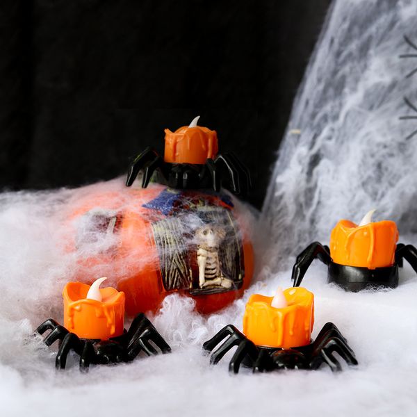 Bougie LED en forme d'araignée pour Halloween, lumière électronique, veilleuse d'ambiance, accessoires de décoration, pièces de décoration, jack-o'-lanterne