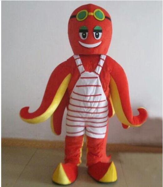 Disfraz de mascota de calamar y sepia de Halloween, dibujos animados de alta calidad, pulpo rojo, personaje temático de Anime, disfraces de Carnaval de Navidad