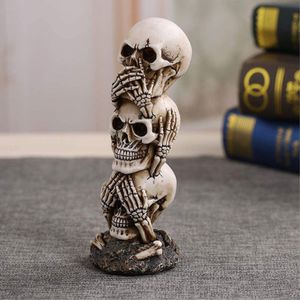 Halloween Standbeeld Decor Horror 3 Laag Schedel Standbeeld Ornament Thuis Bureau Aquarium Decor Gift Festival Party Decoratie Benodigdheden 72 Y307R