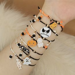 Bracelet à cordes d'Halloween Bracelet à breloques en alliage tressé Bracelet réglable à la main Bracelets pour femmes