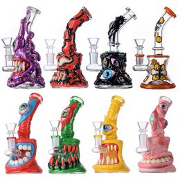 Halloween -stijl waterpijpen Hoofgelijke glazen bongs douchekop percolator bong dab rig rigs waterpijpen octopus unieke bong met kom