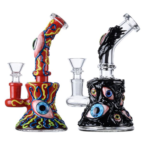 Big Halloween Style Uniqe Beaker Narguilés Petit Mini Bongs En Verre Pomme De Douche Percs Tuyau D'eau Huile Dab Rigs Bong Avec Le Bol TX817