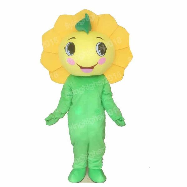 Costume de mascotte de tournesol d'Halloween personnage de thème d'anime de dessin animé robe de carnaval de Noël fantaisie performance déguisement pour hommes femmes costumes publicitaires