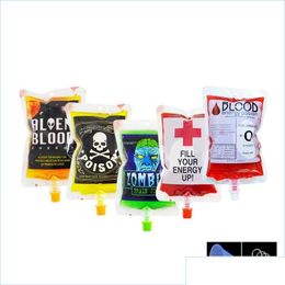 Fournitures d'Halloween 20pcs / set 250ml sac de sang vide pour boissons pochettes de boissons en pvc vampire accessoires de fête à thème horreur accessori drop deli dhlae