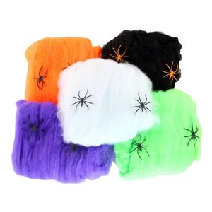 Fournitures d'Halloween 5 couleurs toile d'araignée toile d'araignée extensible avec pour la fête Ktv accessoires Bar maison hantée décoration vente en gros livraison directe Dhu5Y