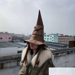 Halloween Supplies Angled Witch Hat Films Tri Triing Leather Wizard Chaps Party Propys Cosplay Costumes Accessoires Accueil 220720 DROP DELIV DHDRG