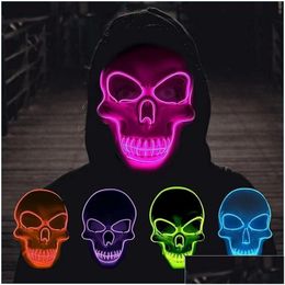 Halloween Fournitures Néon Squelette Masque LED Light Up Masques De Fête L'année D'élection De Purge Festival Drôle Cosplay Costume Drop Livraison Dhifj