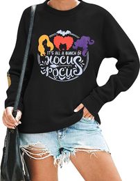 Halloween Sweatshirt voor Dames Hocus Pocus Shirts Lange mouw Zwart Kat Shirt Halloween Truien Sweatshirts Tops