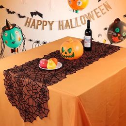 Halloween Table Decoration Black Lace Spider Web Tablecloth Fireplace Scarf Creative Tables Cloth Cover Party Home Table Decor