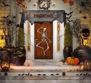 Décoration de table d'Halloween Nappe en toile d'araignée en dentelle Écharpe de cheminée Nappe en toile d'araignée noire pour la décoration d'Halloween 3699521