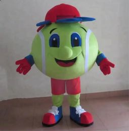 Costume de mascotte de dessin animé de balle de tennis d'Halloween, personnage de thème animé, Costumes fantaisie de fête de carnaval de Noël, tenue pour adulte
