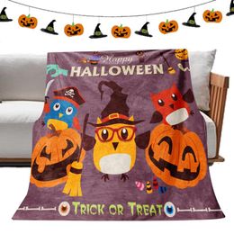 Halloween Throwt Blanket Babebet Flannel Flannel Halloween Bat Pumpkin Thround Ghost Imprimé Couverture fines courtepointes de flanelle