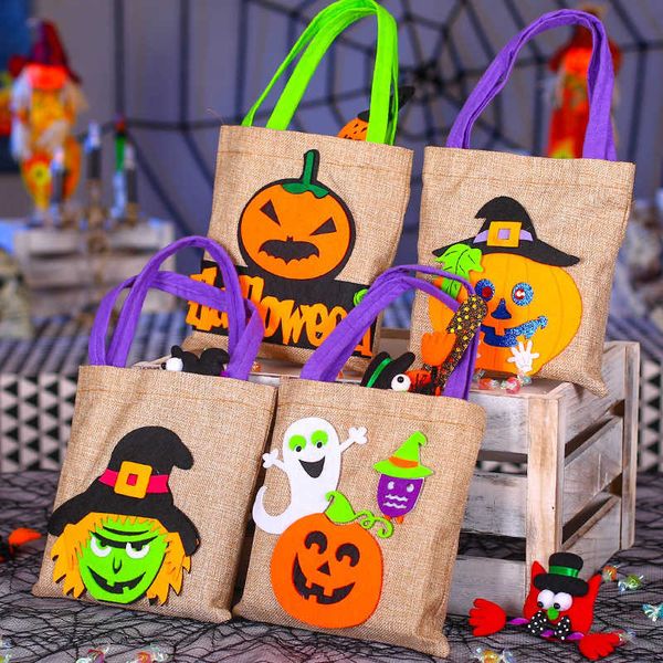 Sac fourre-tout Halloween accessoires de Festival fantôme sac de citrouille pour enfants sac de bonbons sac en tissu de sorcière 230915