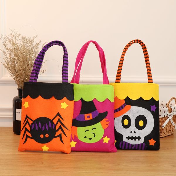Halloween fourre-tout sacs non tissés dessin animé citrouille sorcière crâne araignée sacs à main enfants bonbons cadeaux sacs 39*18 cm C4877