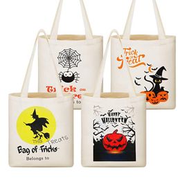 Halloween Tote Trick or Treat-tassen Linnen Halloween Party Candy Gift Bags Draagbare kinderspinpompoen Canvastassen 928