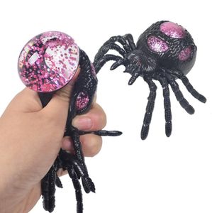 Halloween jouet paillettes poudre Squishy araignée maille Squish balle Anti-Stress balles de ventilation jouets à presser jouets de soulagement du stress jouets anti-anxiété8255458