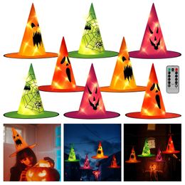 Toys d'Halloween 8 Halloween suspendus aux lumières décoratives du chapeau de sorcière émettant de lumière opérée 231019