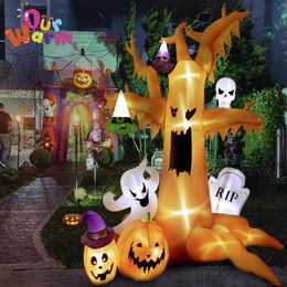 Halloween Toys 8Ft effrayant Halloween gonflable arbre mort avec des citrouilles fantômes pierre tombale décor extérieur avec lumière LED pelouse fête jouets imperméables 231019