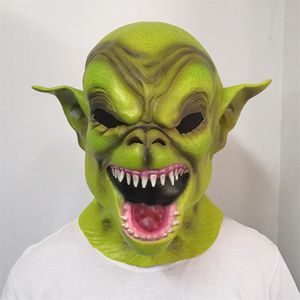 Halloween Jouets Vert Diable Monstre Masque Gobelin Latex Masque Halloween Cosplay Costume De Fête Couvre-chef Horreur Démon Maquillage Props 231019