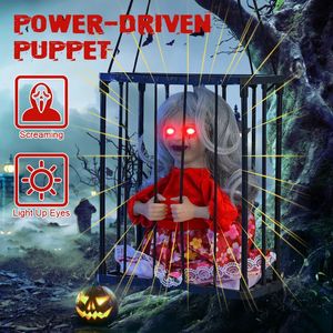 Halloween Toys Halloween électrique squelette jouets fantôme éclairer les yeux clignotant lumière son poupée fantôme maison hantée horreur fête accessoire décoratif 231019