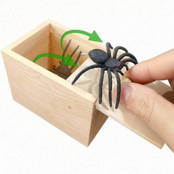Toys Halloween Halloween Box Box en caoutchouc Prank Prank Happy Box Handmade Wooden Spider Box Spider Money Surprise Box WX5.22