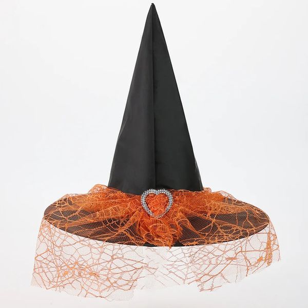 Juguetes de Halloween Sombrero de bruja de Halloween Sombrero de bruja blanco y negro para mujer Velo de flores de plumas vintage para cosplay Vestido de fiesta Sombrero de mago puntiagudo 231019