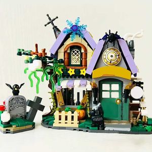 Halloween Toys Innovative Halloween Ghost House Mini Street View Modular Model Construction Bloc Home Decoration Decory Gift 765 Pieces WX5.22