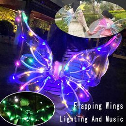 Jouets Halloween Intéressant Villade électrique Elf Dragonfly Butterfly Wings Girl Bionic Toy Boy Halloween Music Lighting Dinosaur Wings Enfants WX5.22