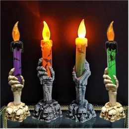 Juguetes de Halloween Vela Led Luz Esqueleto Fantasma Mano Sin humo Horror Props Fiesta Decoración Suministros Niños Juguete Regalo 220924