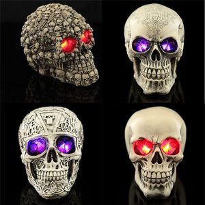 Halloween Jouets Led Forme Humaine Squelette Tête Homosapiens Crâne Statue Figurine Démon Mal Décoration De La Maison Accessoires Halloween Effrayant Partie 220908