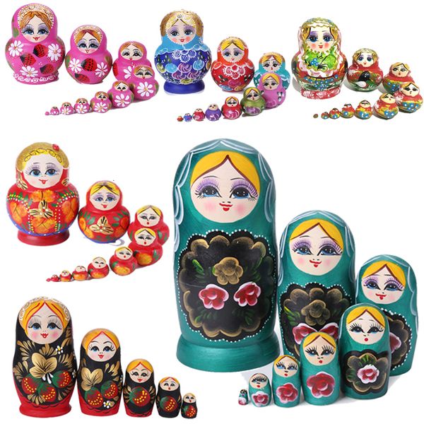 Juguetes de Halloween Strawberry Girls Matryoshka Doll Muñeco de nieve de madera Muñecas rusas de anidación para niños Brithday Regalos de Navidad Regalos del día del niño 230912