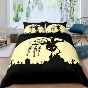 Halloween Tree Bedding Set Queen King Horror Theme Coverter Cover Gothic Spooky Polyester Dekbedoverkapstakken Gray Quilt Cover