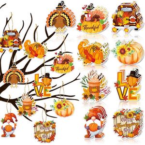 Adornos de árbol de Halloween otoño arce Leafe pavo colgante colgante Halloween otoño vacaciones árbol hogar fiesta árbol decoraciones suministros