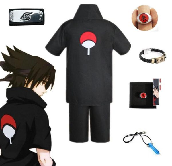 Halloween Unisexe Japon Anime Black Uchiha Sasuke Cosplay Party Costume Short Shirts Biscous