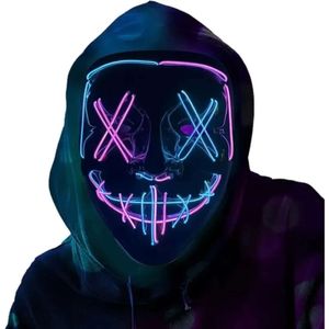 Halloween V-vormige koude led Black Light Ghost Step Dance Glow Fun verkiezing Jaar Festival Role Playing Clothing Supplies Party Mask 1005