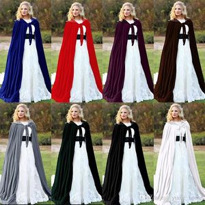 Halloween Velvet Cloak Cape Cape Hooded Elf Witch Wicca Vampire Long Halloween kostuumjurk Jassen voor volwassen kinderen Cosplay Party Props