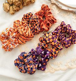 Halloween Velvet Hair Scrunchie Hairband Women Foueve Bands élastiques Girls Coiffes Halloween Grands accessoires de cheveux intestin