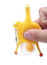 Halloween Venter Chicken Jokes Gags Farcs Maker Trick Fun Novelty Poulet ponte des œufs Keychain hurlant Couleur de poulet jaune3369642