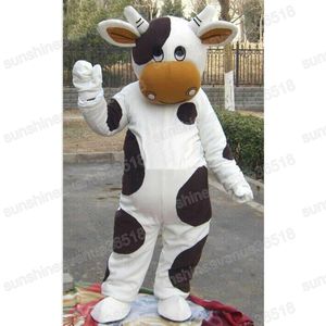 Costume de mascotte de vache à lait blanche et noire d'Halloween Personnalisation Personnage thème animal Carnaval Adultes Fête d'anniversaire Tenue fantaisie