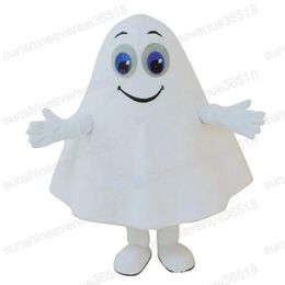 Disfraz de mascota fantasma blanco de Halloween Personaje de tema de dibujos animados de alta calidad Carnaval Unisex Adultos Tamaño Fiesta de cumpleaños de Navidad Traje elegante