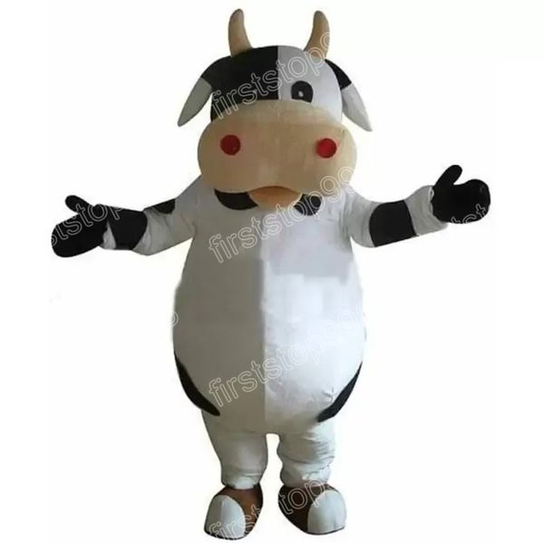 Costume de mascotte de vache à lait blanche d'Halloween, personnage de thème animé, unisexe, taille adulte, fête de Noël, publicité extérieure, tenue