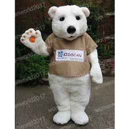 Halloween branco urso polar mascote traje adulto tamanho dos desenhos animados anime tema caráter carnaval unisex vestido de natal fantasia desempenho vestido de festa