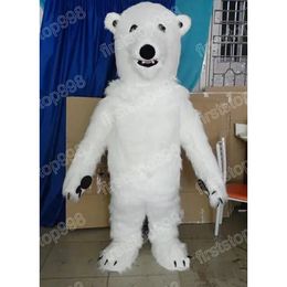 Disfraz de mascota de oso polar blanco de Halloween Personaje de tema de anime de dibujos animados Tamaño adulto unisex Accesorios publicitarios Fiesta de Navidad Traje al aire libre