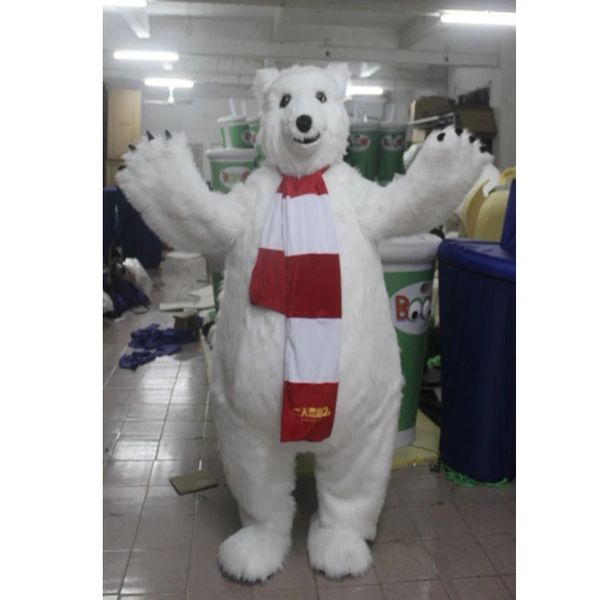 Costume de mascotte d'ours polaire blanc d'Halloween de qualité supérieure personnage de thème animal Carnaval taille adulte Fursuit robe de fête d'anniversaire de Noël